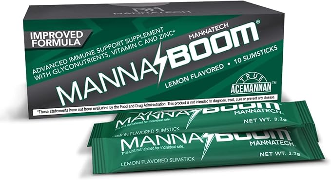 Mannatech Advanced Immune Support Supplement - 150% More Vitamin C Increased Manapol Zinc &amp Glyconutrients for Immunity in MannaBOOM 10 Slimsticks