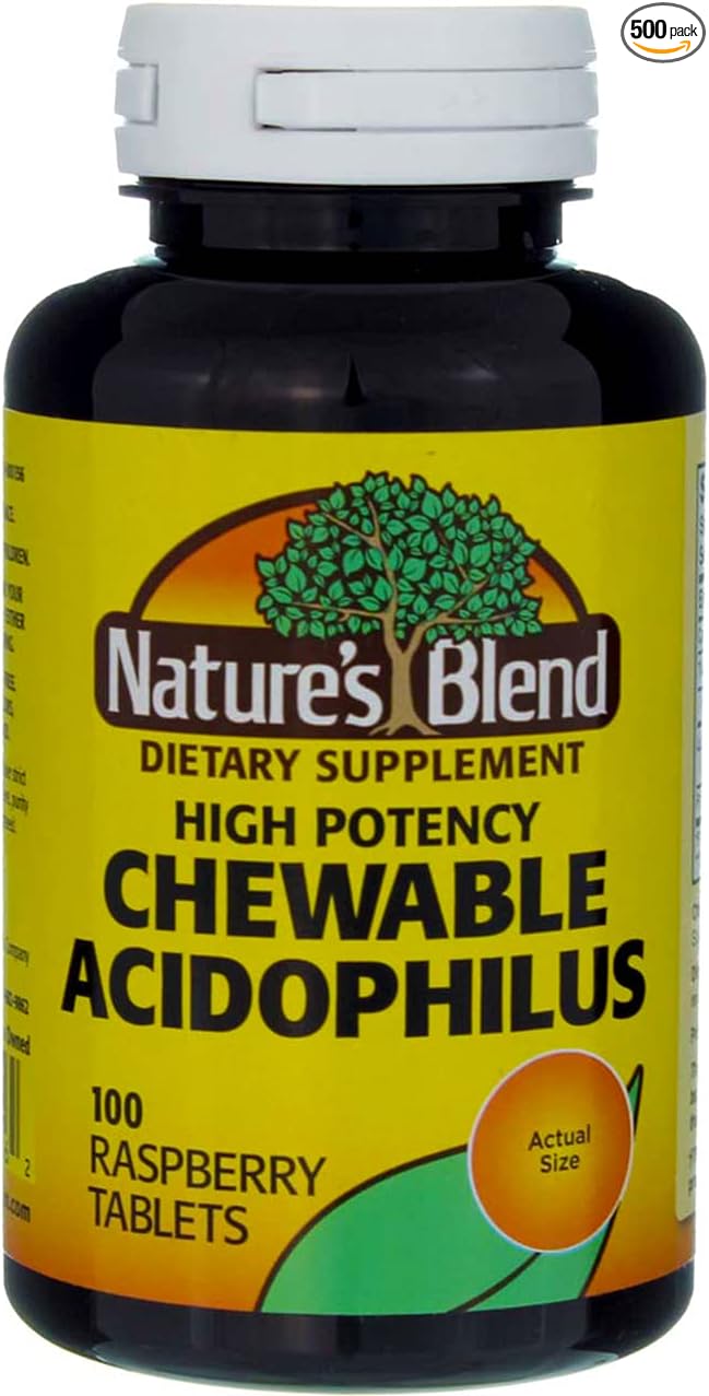 Nature's Blend Acidophilus Chewable Raspberry Flavor - 100 Tablets Pack of 5