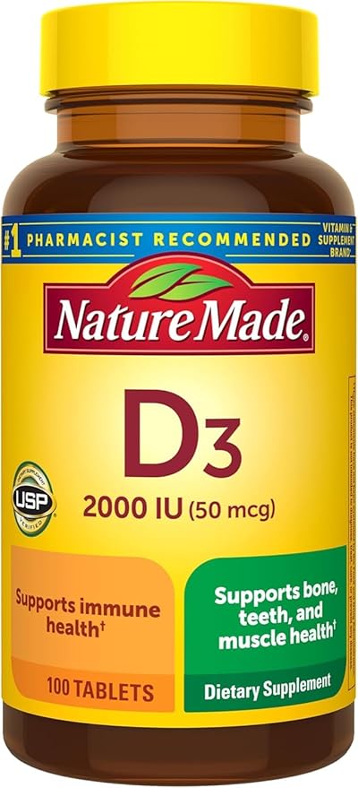 Nature Made Vitamin D3 2000 IU Tablets 100 ea (Pack of 11)