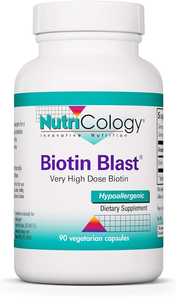 Nutricology HiBiotin Supplement - 100000mcg Biotin Vegetarian Capsules Hypoallergenic Gluten Free - 90 Count