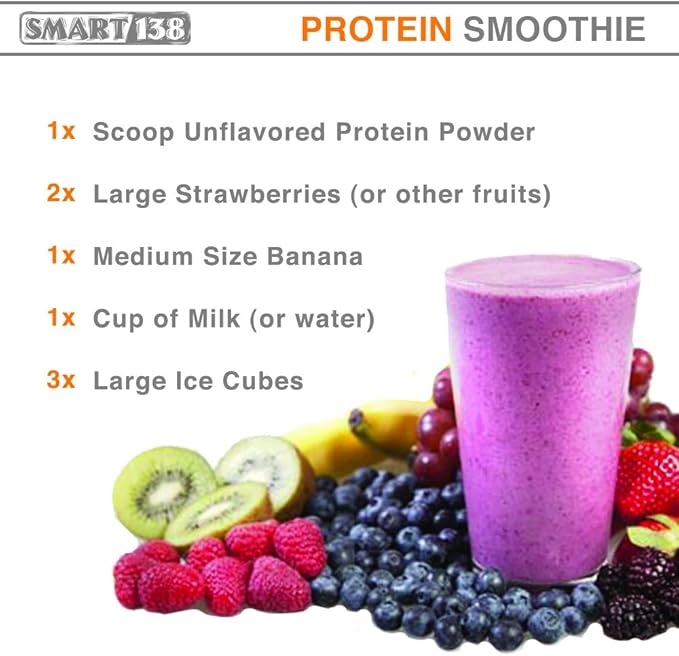 Smart138 Total Milk Protein - 80% Casein 20% Whey - RBST/rBGH Hormone Free Gluten-Free Soy-Free Non-GMO USA Keto Low Carb Natural BCAAs (1000g / 2.2lbs Unflavored)