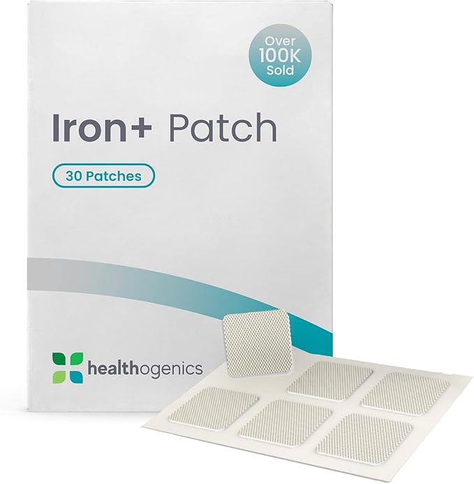 Iron+ Patch – Gentle Daily Iron Support with Vitamin C Folate &amp Antioxidants – Non-Constipating Transdermal Patch for Energy Focus &amp Vitality