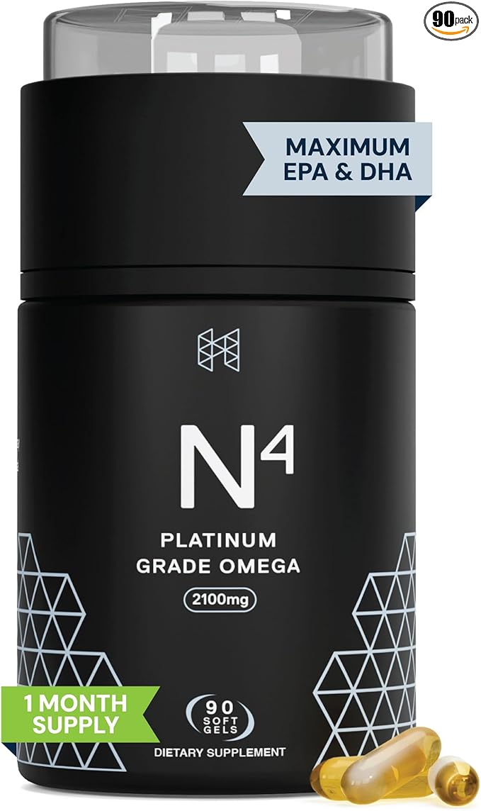HPN N(4) Icelandic Omega-3 Fish Oil 3000 mg DHA &amp EPA | Increase Muscle Growth Joint and Brain Health | No Heavy Metals or Toxins | 90 Softgel Capsules