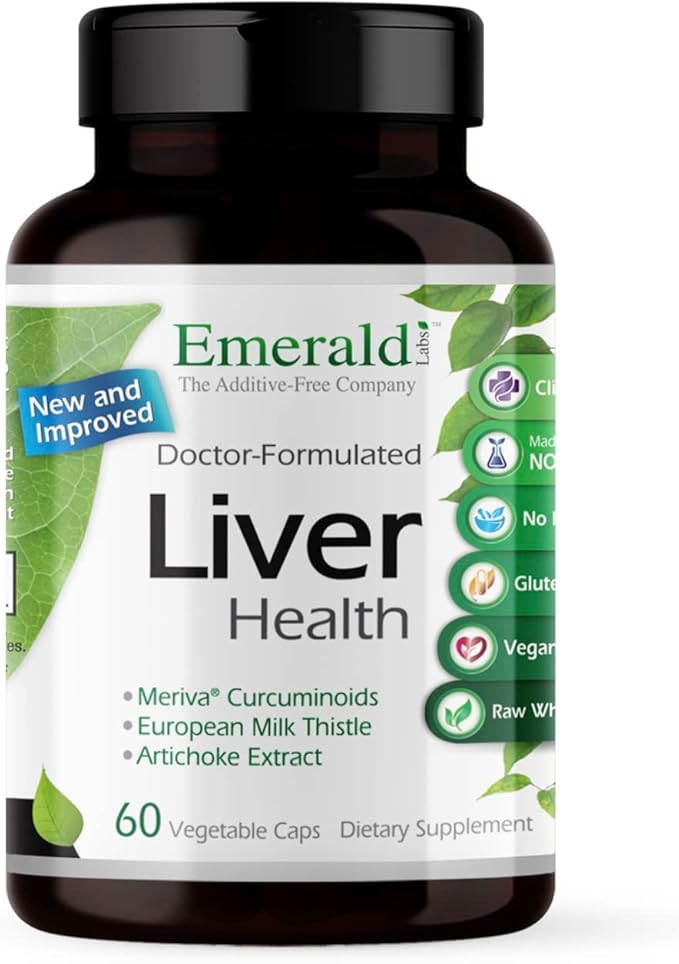 EMERALD LABS Liver Health - Liver Support Supplement with European Milk Thistle Extract - Supports Healthy Immune System Energy Levels &amp Gallbladder* - 60 Vegetable Capsules (30-Day Supply)