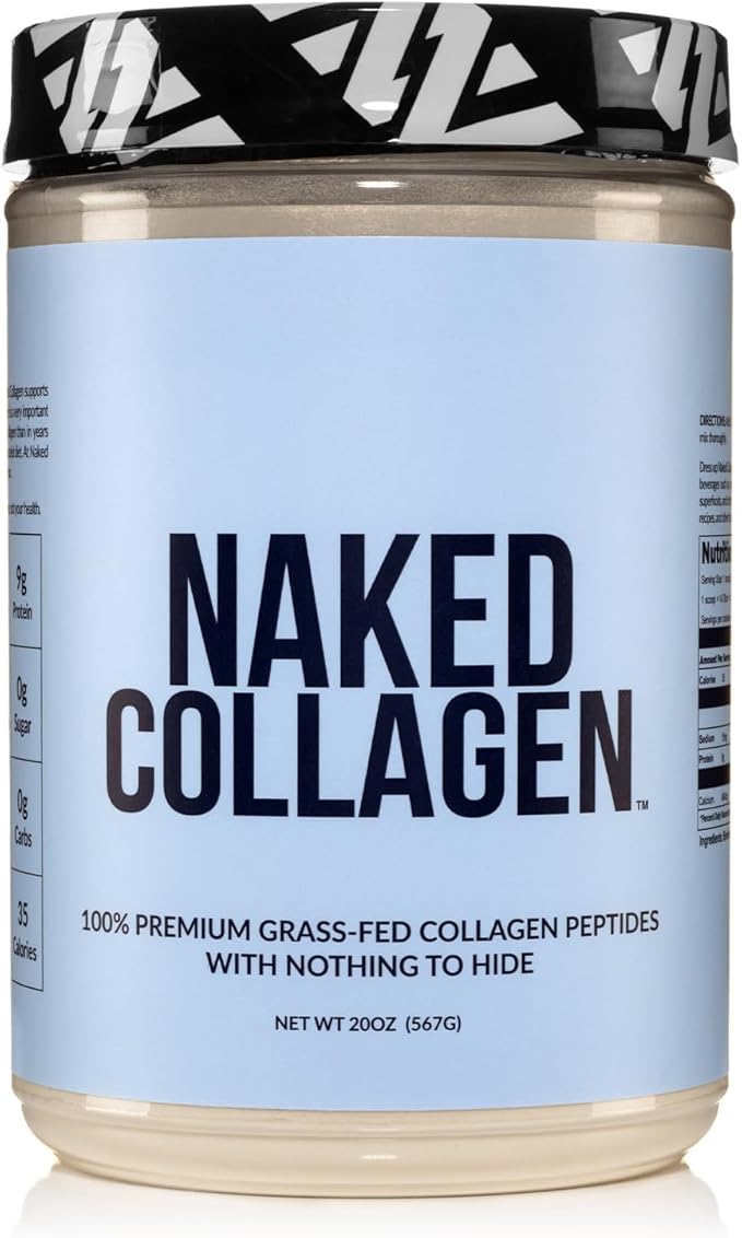 NAKED Collagen Peptides Protein Powder 60 Servings Pasture-Raised Unflavored Grass-Fed Hydrolyzed Collagen Supplement NSF Certified Paleo Friendly Non-GMO Keto Gluten Free 20oz