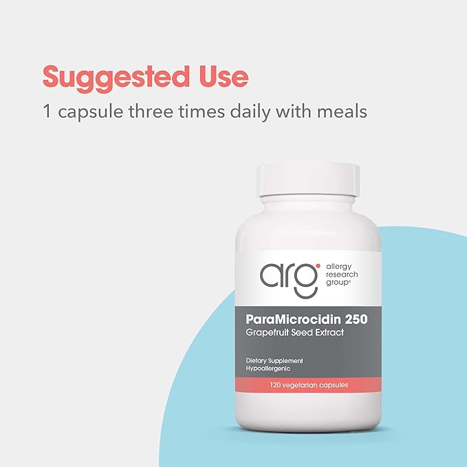 Allergy Research Group ParaMicrocidin 250 Supplement - Grapefruit Seed Extract 500mg Supports Metabolic Function Contaminant Free Vegetarian Capsules - 120 Count