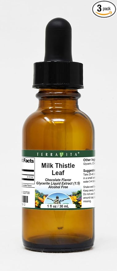 Milk Thistle Leaf Glycerite Liquid Extract (1:5) - Chocolate Flavored (1 oz ZIN: 522730) - 3 Pack
