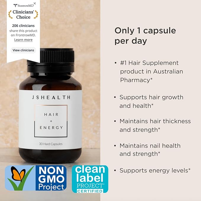 JSHealth Hair Growth Vitamins for Women. Hair + Energy with Kelp Iodine and Zinc. Supports Thickness Strength Energy. Nutritionist-Formulated (30 Capsules)