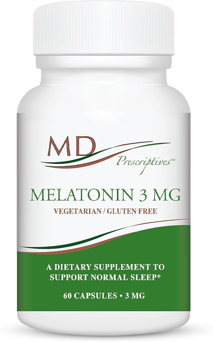 MD Prescriptives Melatonin 3mg Supplement for Men &amp Women - Promotes Deep Sleep Supports Immune Balance &amp Glutathione Production - 60 Daily Capsules