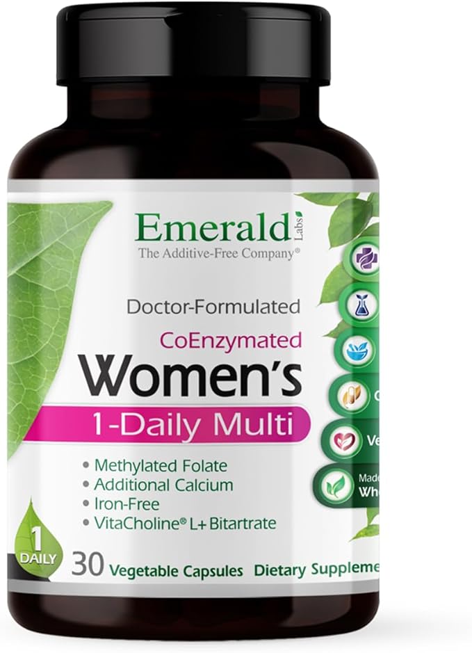 EMERALD LABS Women's 1-Daily Multi - Multivitamin for Women - Includes Calcium Zinc Vitamin B &amp More - Bone &amp Immune Support Supplement* - Gluten-Free - 30 Vegetable Capsules