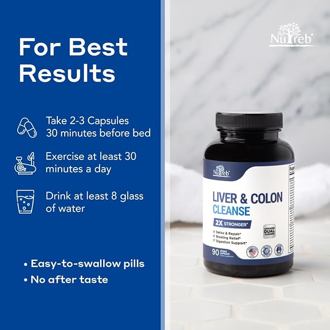 Liver &amp Colon Cleanse - 2X Stronger - Liver Cleanse Detox &amp Repair - Colon Cleanser &amp Detox - Premium Milk Thistle Supplement - Men &amp Women - Vegan 90 Capsules
