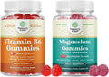 Bundle of Potent Vitamin B6 Gummies for Adults - Vitamin B Complex Supplements for Nervous System and Extra Strength Calm Magnesium Gummies for Adults - Relaxing Magnesium Citrate with Elemental Mag