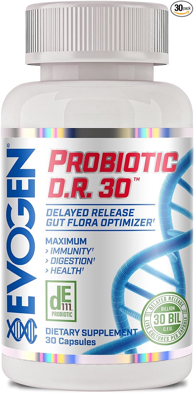 Evogen Probiotic D.R. 30 | Delayed Release Gut Flora Optimizer | Supports Immunity Digestion &amp Health | 30 Billion CFUs | 30 Capsules