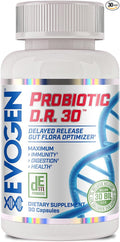 Evogen Probiotic D.R. 30 | Delayed Release Gut Flora Optimizer | Supports Immunity Digestion &amp Health | 30 Billion CFUs | 30 Capsules