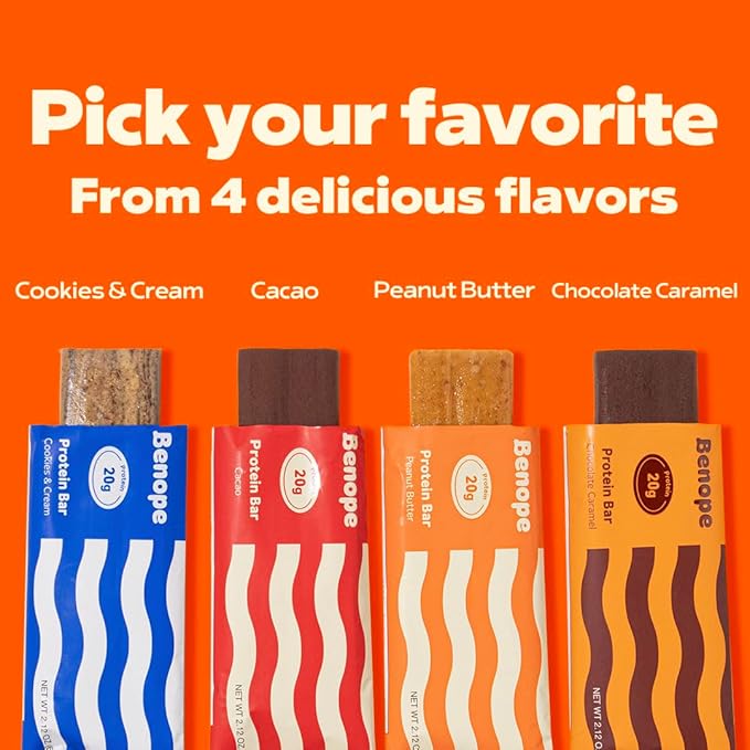 Benope Protein bar Best Flavors Variety Pack 60g x 12ea high protein low sugar low carb energy bar nutritious snack high protein snacks