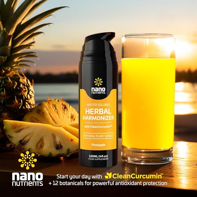 Herbal Harmonizer with CleanCurcumin(TM) - Multi Botanical Antioxidants Supplement - Water Soluble - Nano Curcumin - Holistic Wellness Defender - Healthy Drink Mix (4 fl.oz Pineapple)