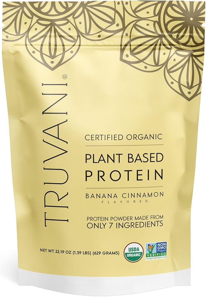 Truvani Vegan Pea Protein Powder | Banana Cinnamon | 20g Organic Plant Based Protein | 20 Servings | Keto | Gluten &amp Dairy Free | Low Carb | No Added Sugar
