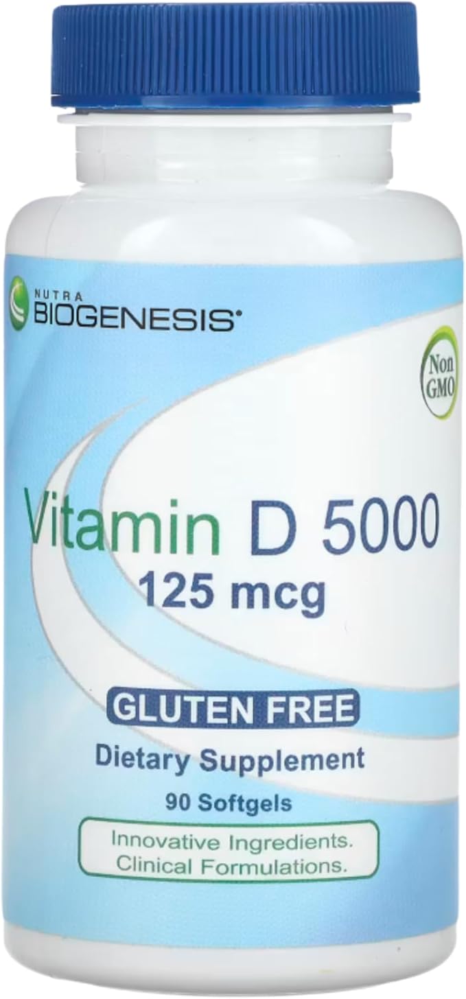 Nutra Biogenesis Vitamin D3 5000 IU - Vitamin D Supplement for Daily Nutritional Support with Olive Oil for Absorption - 90 Softgels