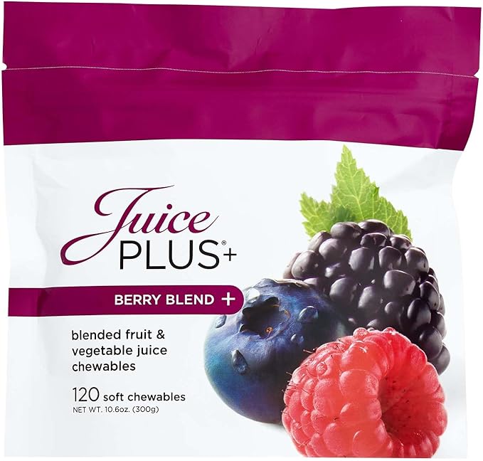 Juice Plus+ Berry Blend Soft Chews (Chewables) - Daily Nutrition from 12 Plants with Whole Fruit Vegetable &amp Berry - Raspberry Bilberry Blueberry and More! for Adults and Kids - (1-mo 30 Che