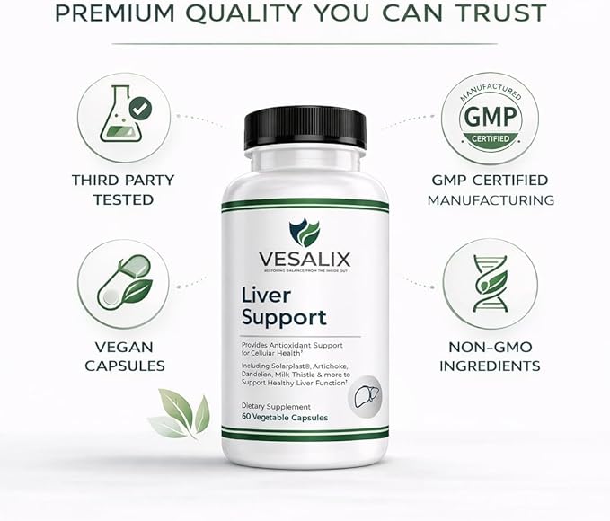 Liver Support – Milk Thistle Artichoke &amp Dandelion with Digestive Enzymes – for Adults 40+ Supports Digestion &amp Cellular Health – 60 Vegetarian Capsules