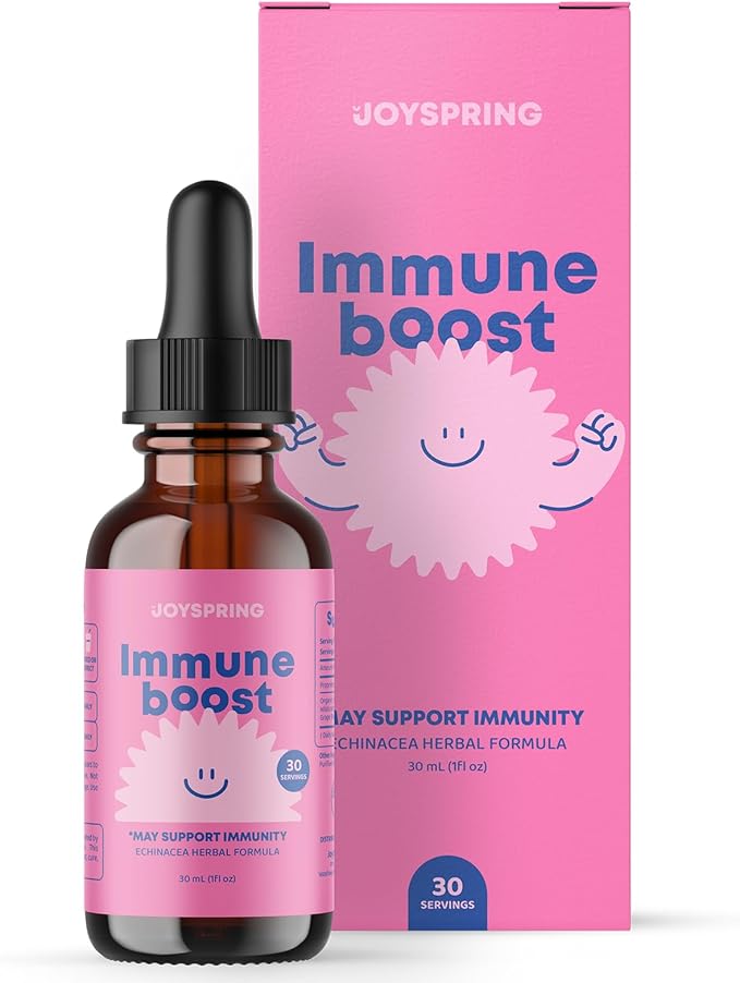 JoySpring Zinc with Vitamin C Supplements for Kids Immune Boost for a Supported Immune System and Melatonin Drops for Kids Sleep Support