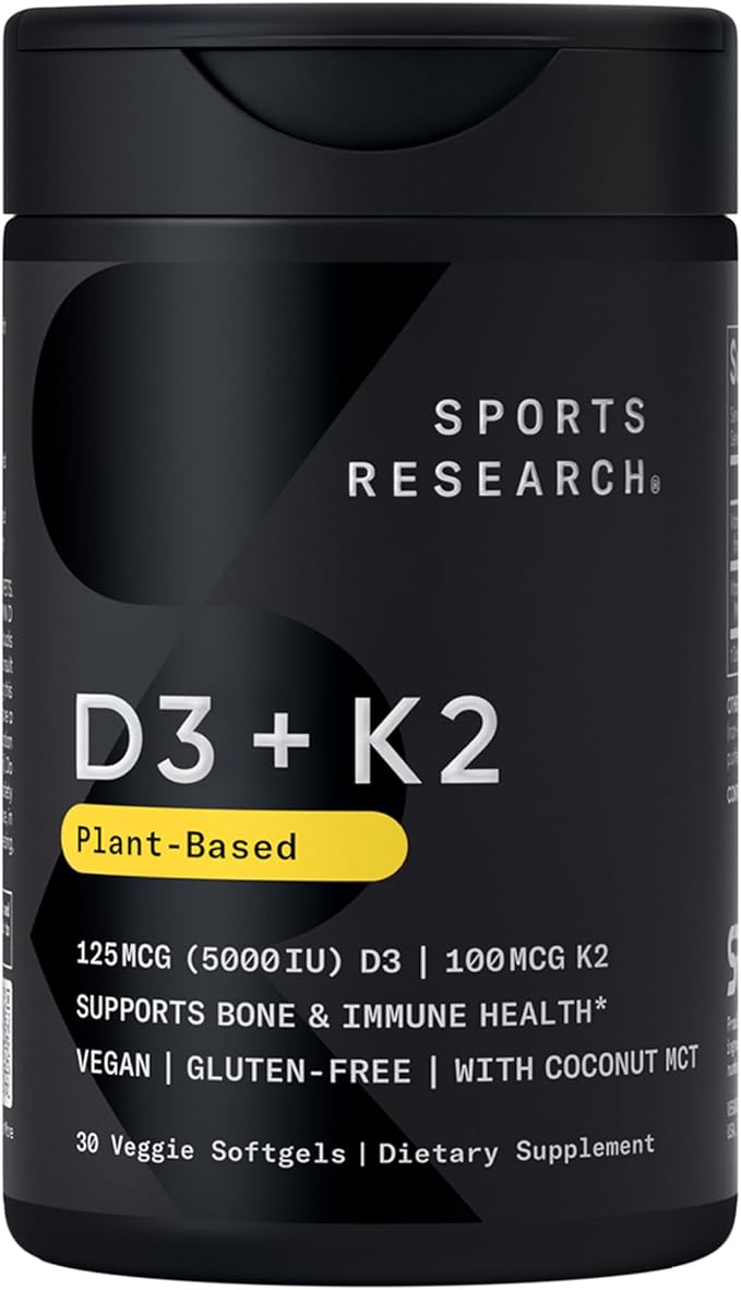 Sports Research® Multivitamin Pack - Vegan Vitamin D 5000iu &amp Mk7 Vitamin K 100mcg Omega-3 Fish Oil 1250mg and Vitamin B-Complex with Methylated B12 &amp Folate