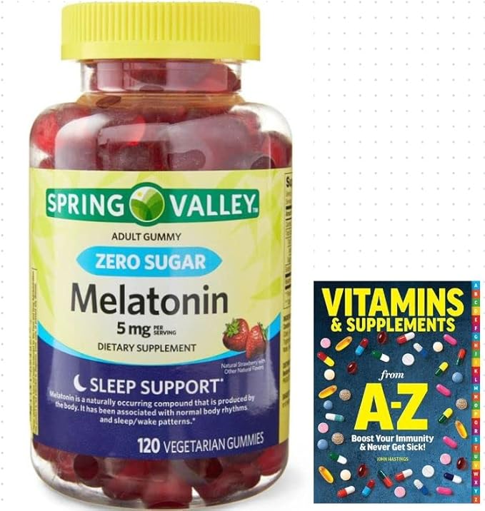 Spring Valley Melatonin Gummies Dietary Supplement 5 mg 120 Count +Better Guide Vitamins &ampSupplements
