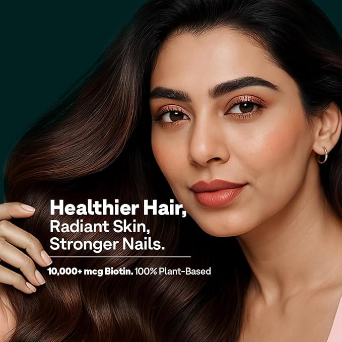 OZiva Plant Based Biotin to Improve Hair Thickness | 100% Natural Biotin from Sesbania Agati Amla &amp Pomegranate | Clinically Proven Biotin Powder for Men &amp Women | 375g Pack of 3 (Classic)