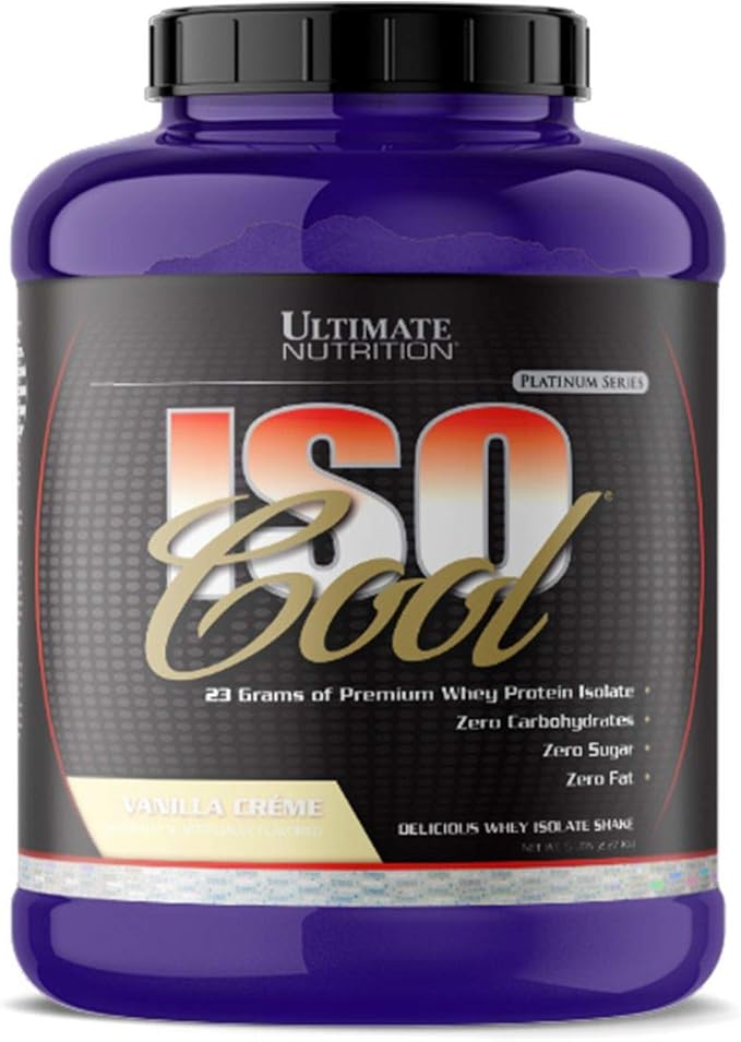 Ultimate Nutrition ISO Cool Pure Whey Protein Isolate Powder - Keto Friendly - 0 Carb 0 Fat 0 Sugar - 23 Grams of Protein Per Serving 5 Pounds Peach Parfait