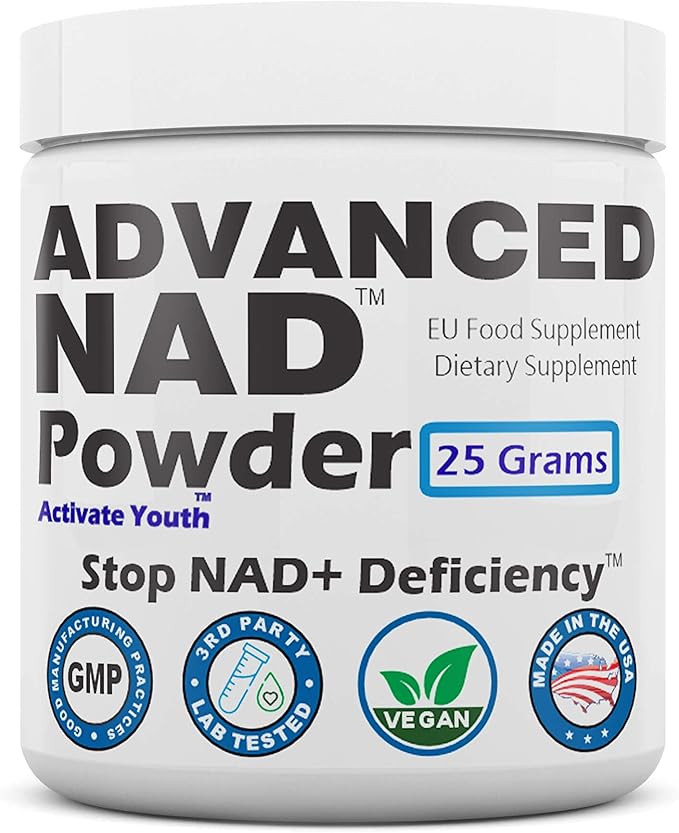 REVGENETICS Advanced NAD Powder - Dietary Supplement 147 Servings Unisex Vitamin B3 (NAD) 25 Grams