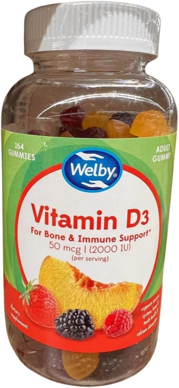Vitamin D Gummies for Bone &amp Immune Support 50 mcg (2000 IU) per Serving 164 Adult Gummies Daily Vitamin D Supplement Easy-to-Chew