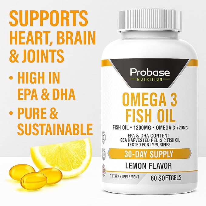 Probase Nutrition Omega 3 Fish Oil 30 Softgels 30-Day Supply