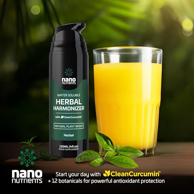 Herbal Harmonizer with CleanCurcumin(TM) - Multi Botanical Antioxidants Supplement - Water Soluble - Nano Curcumin - Holistic Wellness Defender - Healthy Drink Mix (4 fl.oz Herbal)