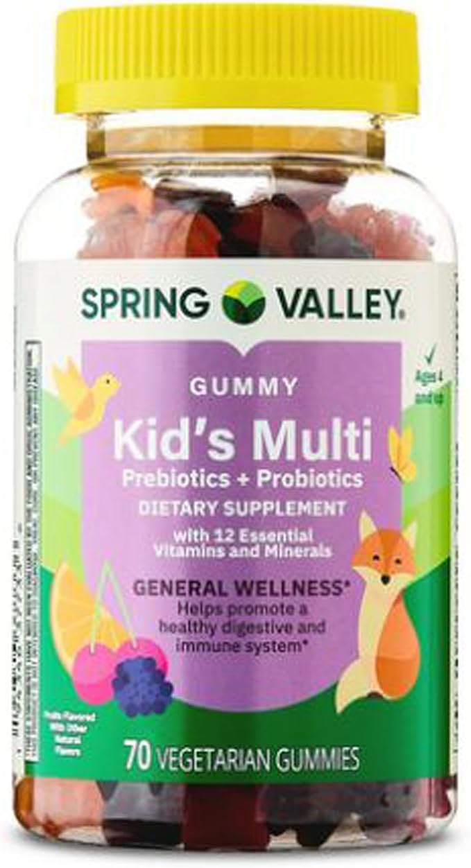 H4U Spring Valley Kid's Multivitamin with Prebiotic Fiber &amp Probiotic 70 Count Vegetarian Gummies