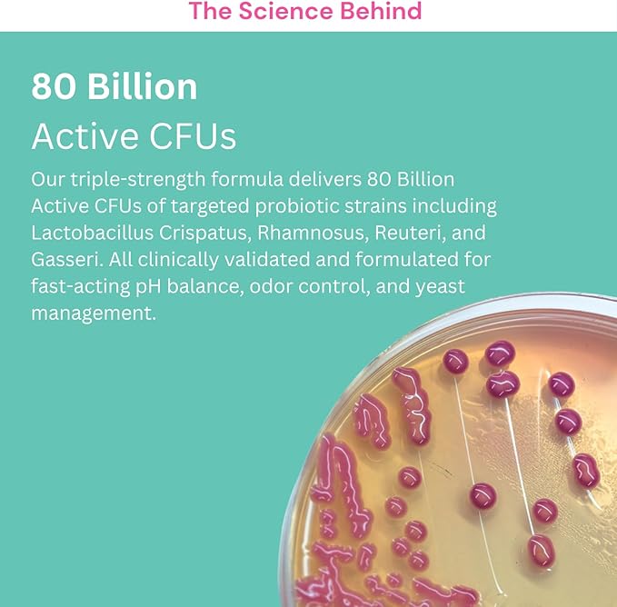 Vaginal Probiotic for Women | 80 Billion CFUs | 3X Stronger Formula with Lactobacillus rhamnosus GR-1 L. reuteri RC-14 Prebiotics Vitamin C &amp D3 | Fast-Acting Odor &amp pH Support | 90 Capsule