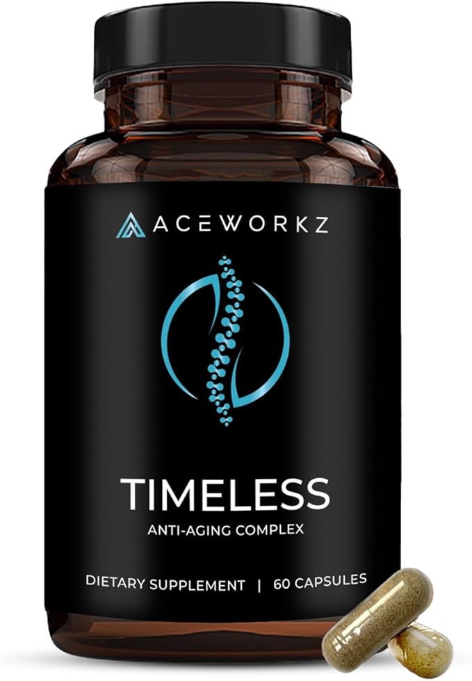 Timeless - NAD+ Supplement with BioPerine® for Enhanced Absorption - Supports Anti-Aging Longevity Cellular Energy – Nicotinamide Riboside Spermidine Resveratrol &amp More (60 Capsules)