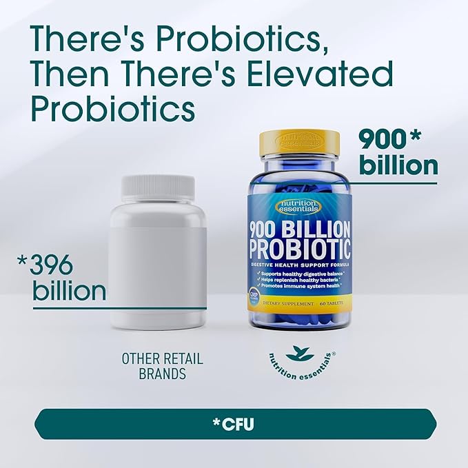 Nutrition Essentials Probiotics for Women and Men - with Lactase Enzyme and Prebiotic Fiber for Digestive Health - 4 Count of 60 Tablets