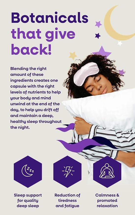 Sleep Support Vegan Supplements (60 Capsules) — Deep Sleep Supplements for Adults and Children — Sleep Calm Food Supplement — Healthy Sleep Aid — Supplements to Help Sleep