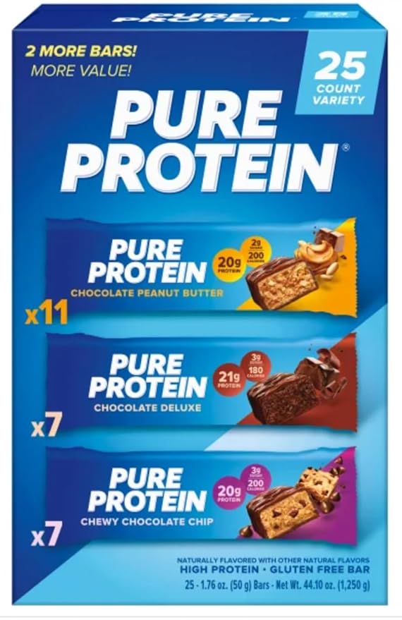 Pure Proteins Bars Nutrient Rich Snacks with High Protein for Energy Support Minimal Sugar Gluten-Free Variety Packs