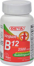 Sublingual B12-2500 mcg - Gluten Free - 90 Vegan Tablets (Pack of 2)