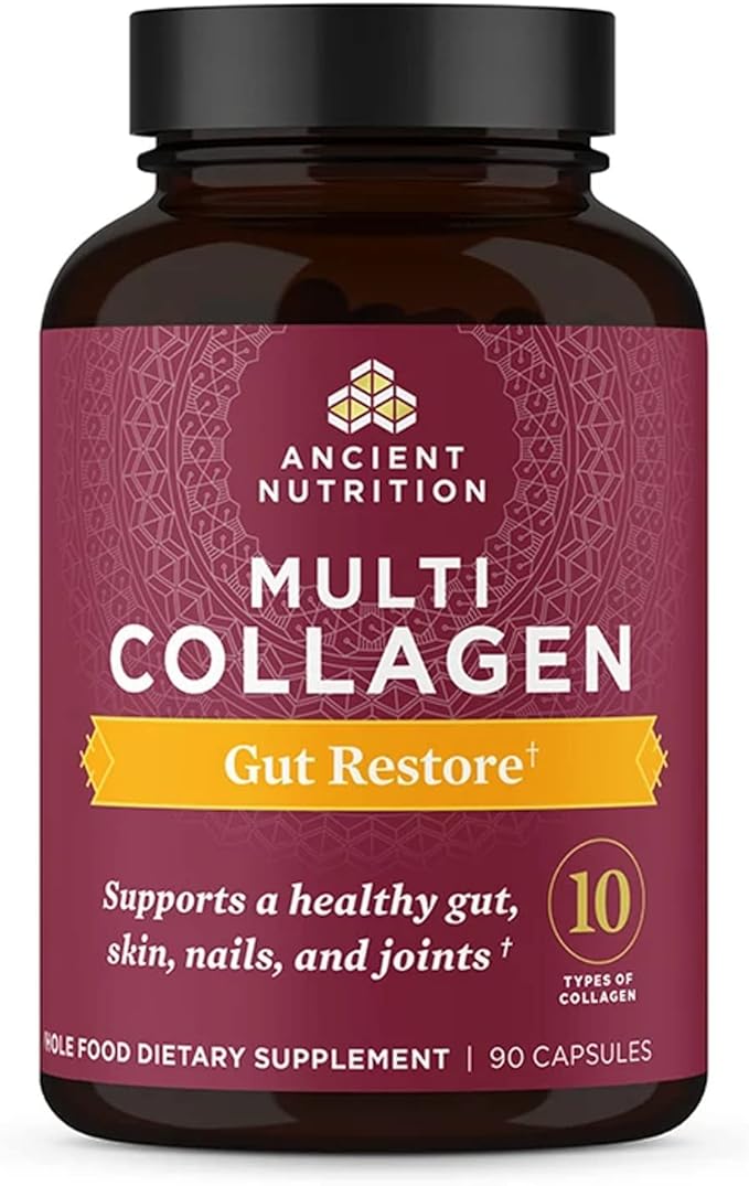 Ancient Nutrition Collagen Pills with Probiotics for Gut Health Multi Collagen Capsules Gut Restore 90 Ct Supports Gut Joints Hair &amp Nails Gluten Free Paleo and Keto Friendly