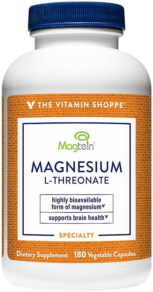 Magnesium L-Threonate with Magtein a Supports Brain Health (180 Vegetable Capsules)