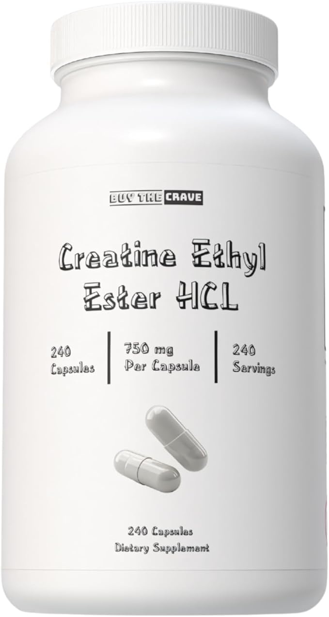 Creatine Ethyl Ester HCI Pills 7X Concentrated vs Monohydrate Powder Cognitive Energy Muscle Recovery Support for Men &amp Women | Only 1 Ingredient | Creatine HCI Capsules 240 Servings