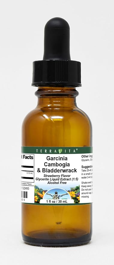 Garcinia Cambogia &amp Bladderwrack Glycerite Liquid Extract (1:5) - Strawberry Flavored (1 oz ZIN: 522493) - 3 Pack