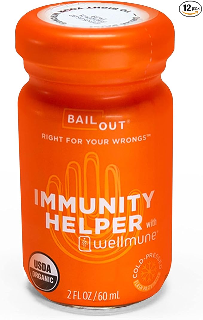 BAILOUT Wellness - Immunity Helper Daily Immune Support with Vitamin C Turmeric Ginger and More 2 Fluid Ounces Pack of 12