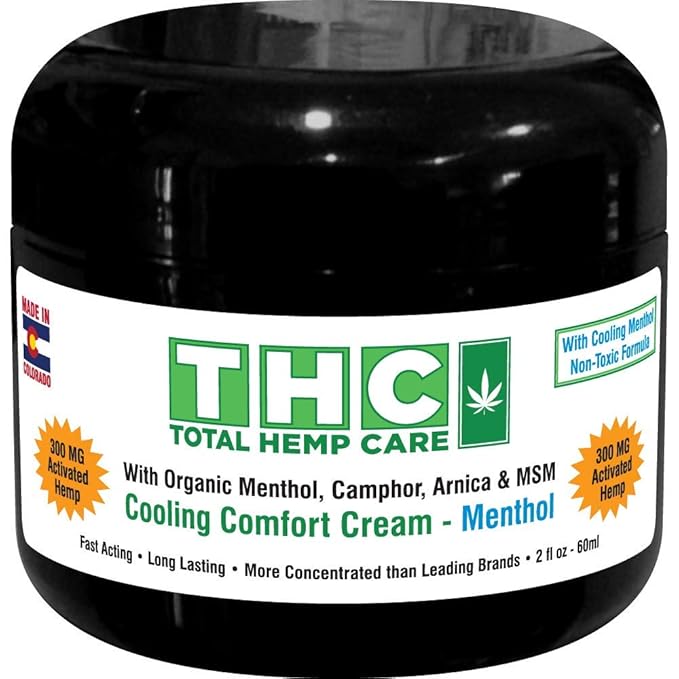 Organic Hemp Cream All Purpose Cooling Comfort with Activated Hemp MSM Arnica Turmeric Boswellia Menthol and Aloe Vera | 300mg (2oz)