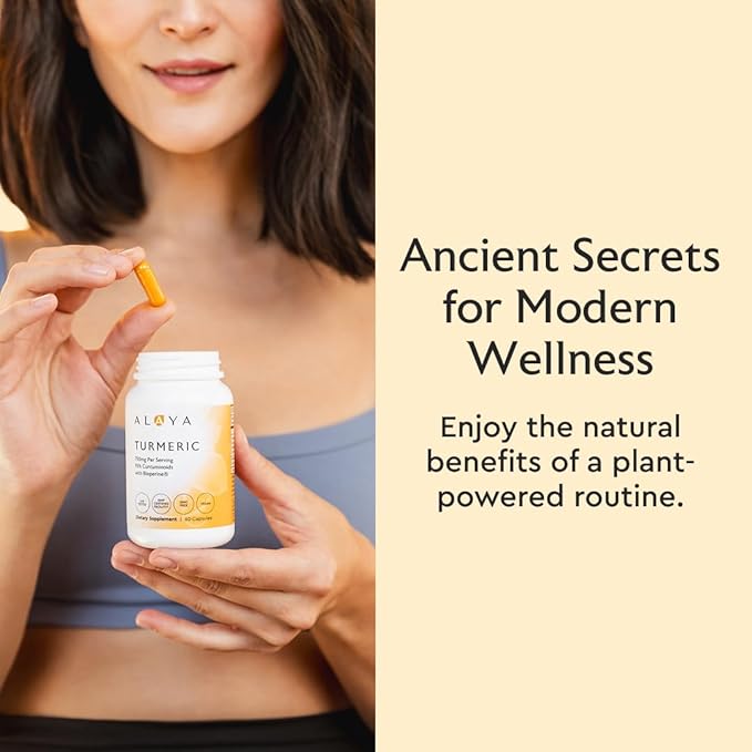 Alaya Naturals Turmeric Curcumin Supplement with BioPerine – 750mg Per Serving 95% Curcumin Extract Turmeric Capsules for Joint Comfort Mobility &amp Absorption – Non-GMO Vegan Lab Tested