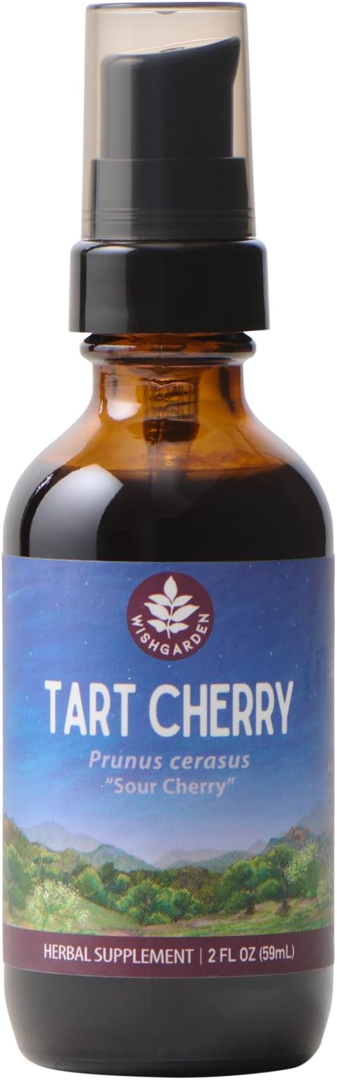 WishGarden Herbs Organic Tart Cherry Extract - Organic Tart Cherry Juice Tincture for Sleep Support Contains Natural Melatonin Joint Comfort &amp Muscle Recovery Superfood Rich in Nutrients 2oz