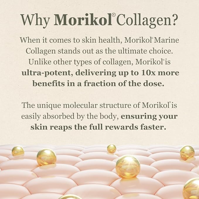 NutraVive Essential Skin Health Nutrients – Hydrolyzed Morikol® Marine Collagen Peptides Amino Acids &amp Vitamins - Promote Firm Reduce Wrinkles &amp Enhance Skin Elasticity - 120 Capsules
