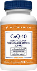 The Vitamin Shoppe CoQ-10 200mg Beneficial for Those Taking (120 Capsules)
